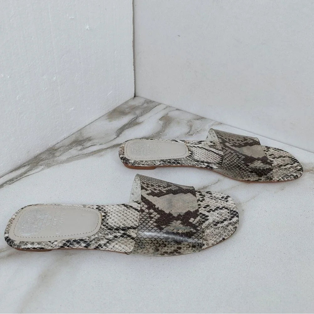 Vince Camuto Snakeskin Print Transparent Slides Sandals, Sz 8.5
